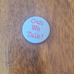 Vintage Joan Rivers Inspired White Button with Red Text